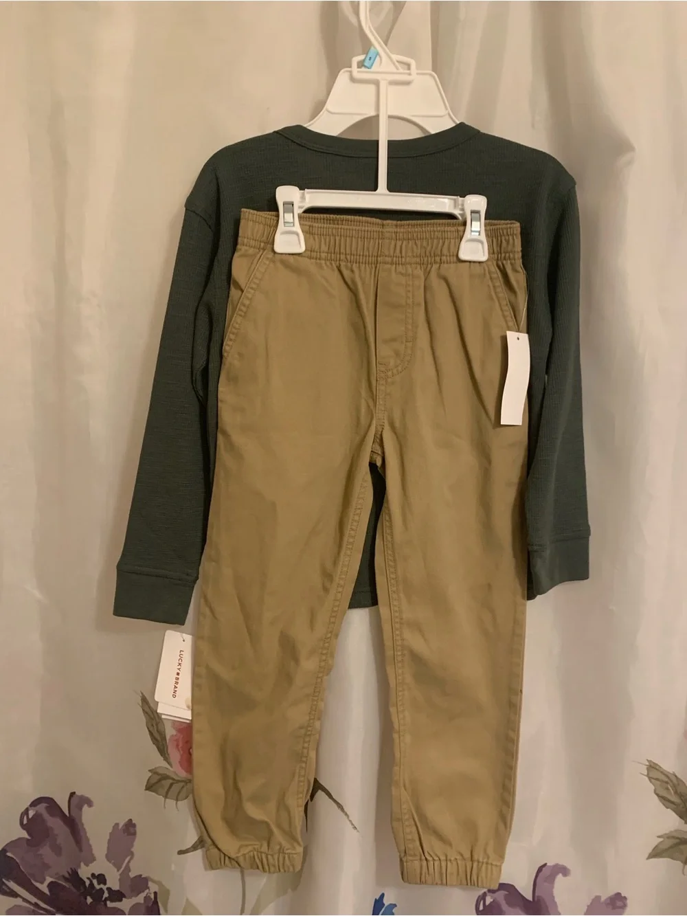 Lucky Brand Kids Long-Sleeve Henley Top in Teal Green with Logo